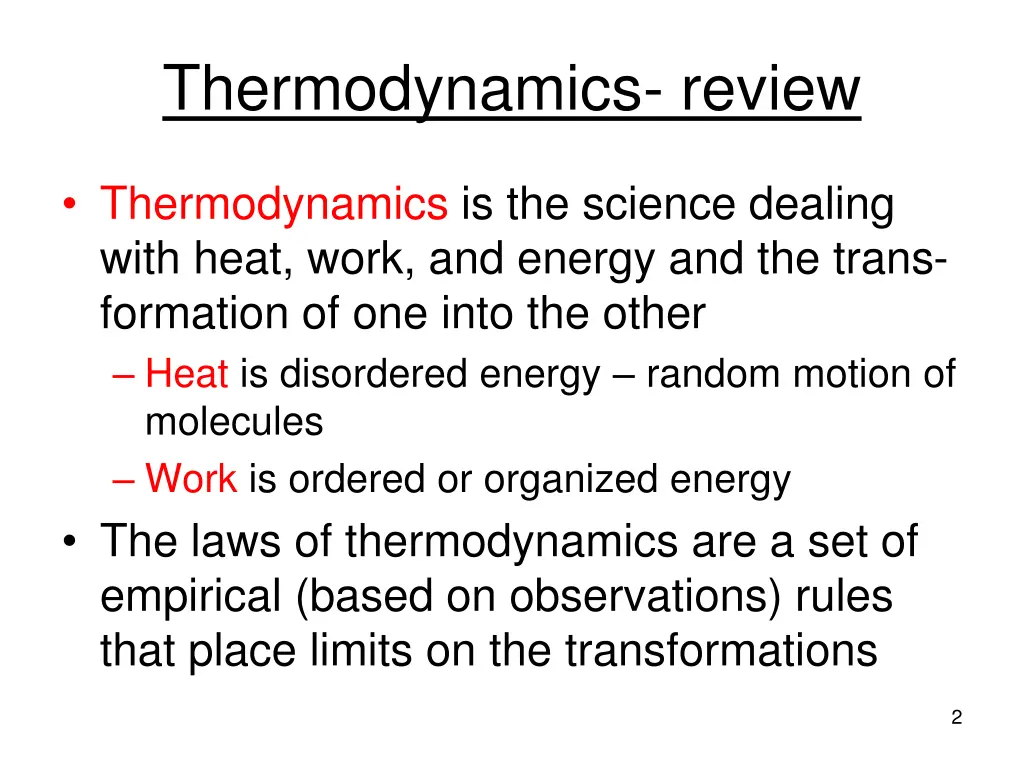 thermodynamics review