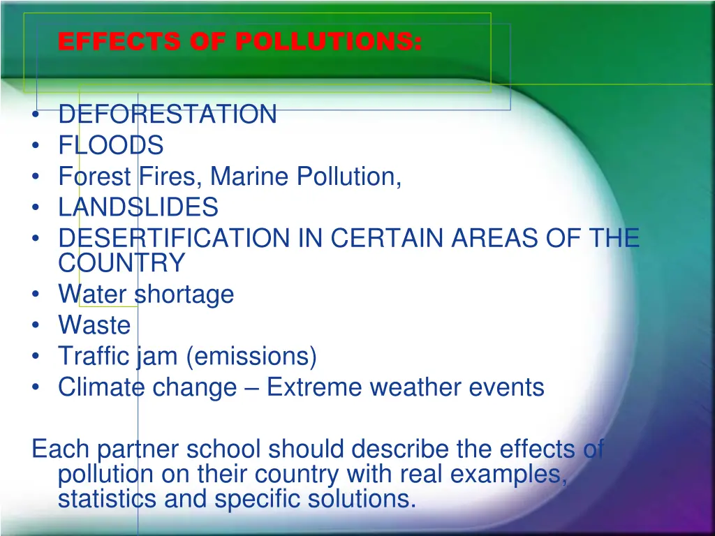 effects of pollutions