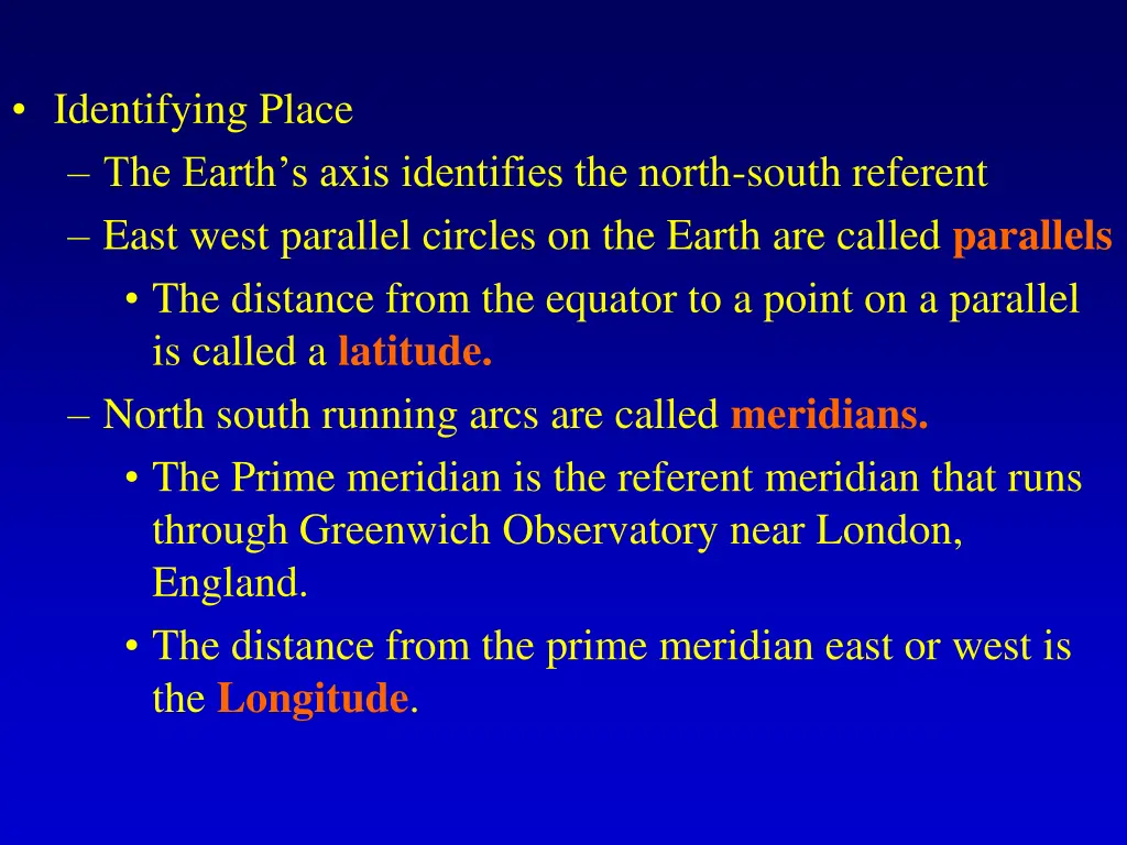 identifying place the earth s axis identifies