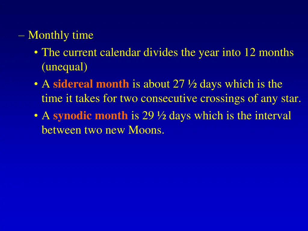 monthly time the current calendar divides