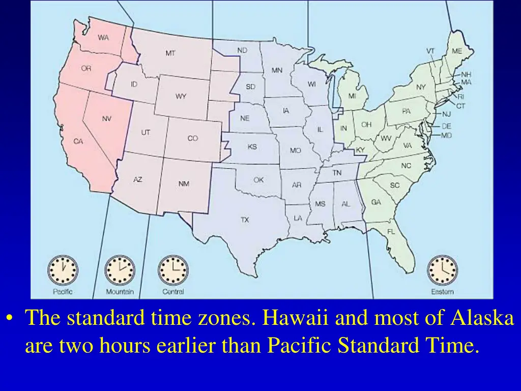 the standard time zones hawaii and most of alaska