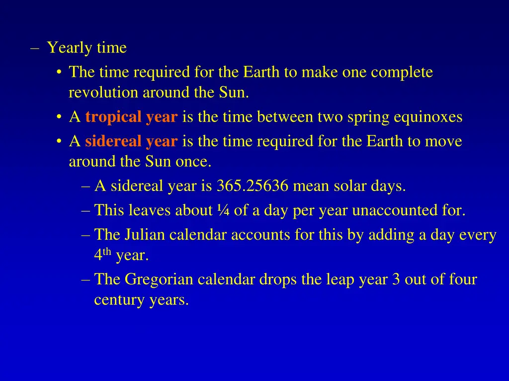 yearly time the time required for the earth