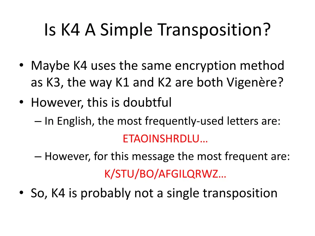 is k4 a simple transposition