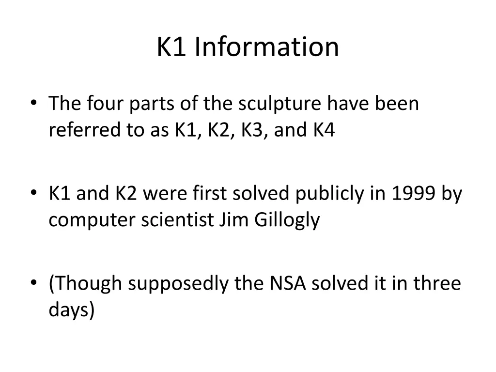 k1 information