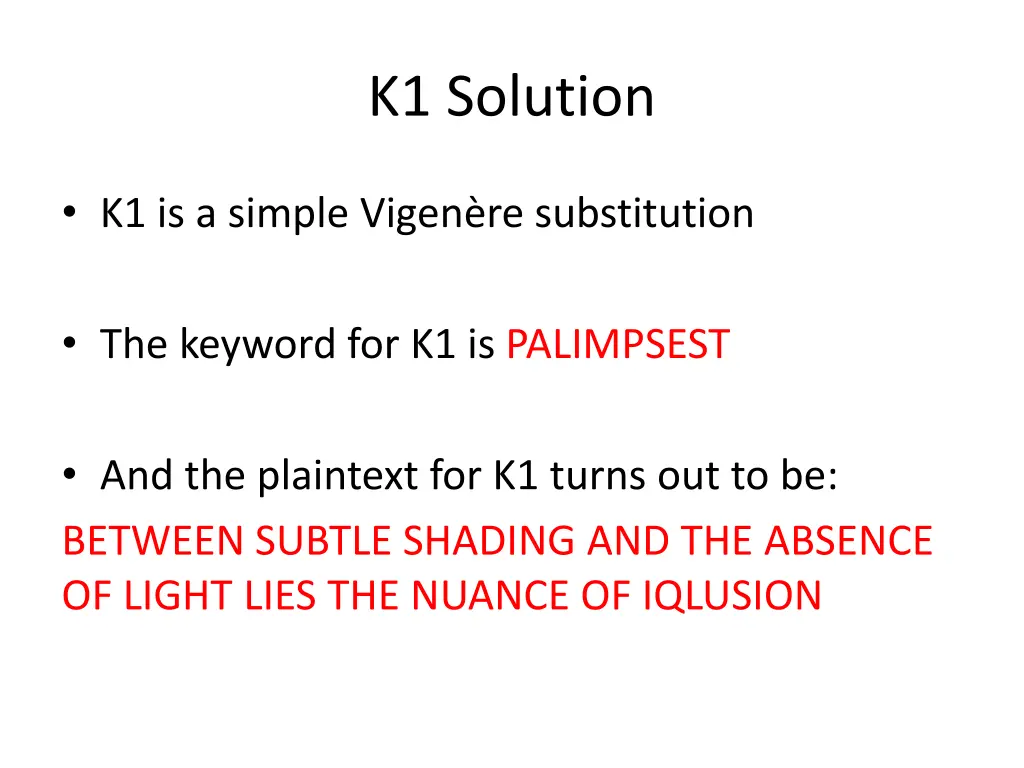 k1 solution