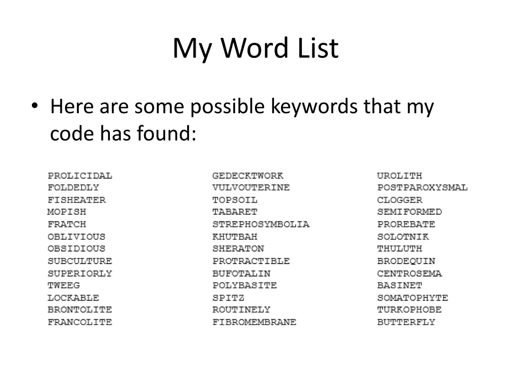 my word list