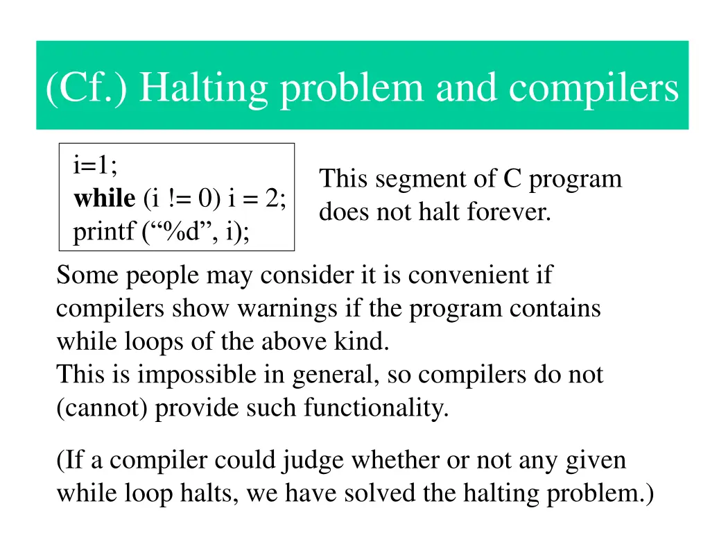 cf halting problem and compilers