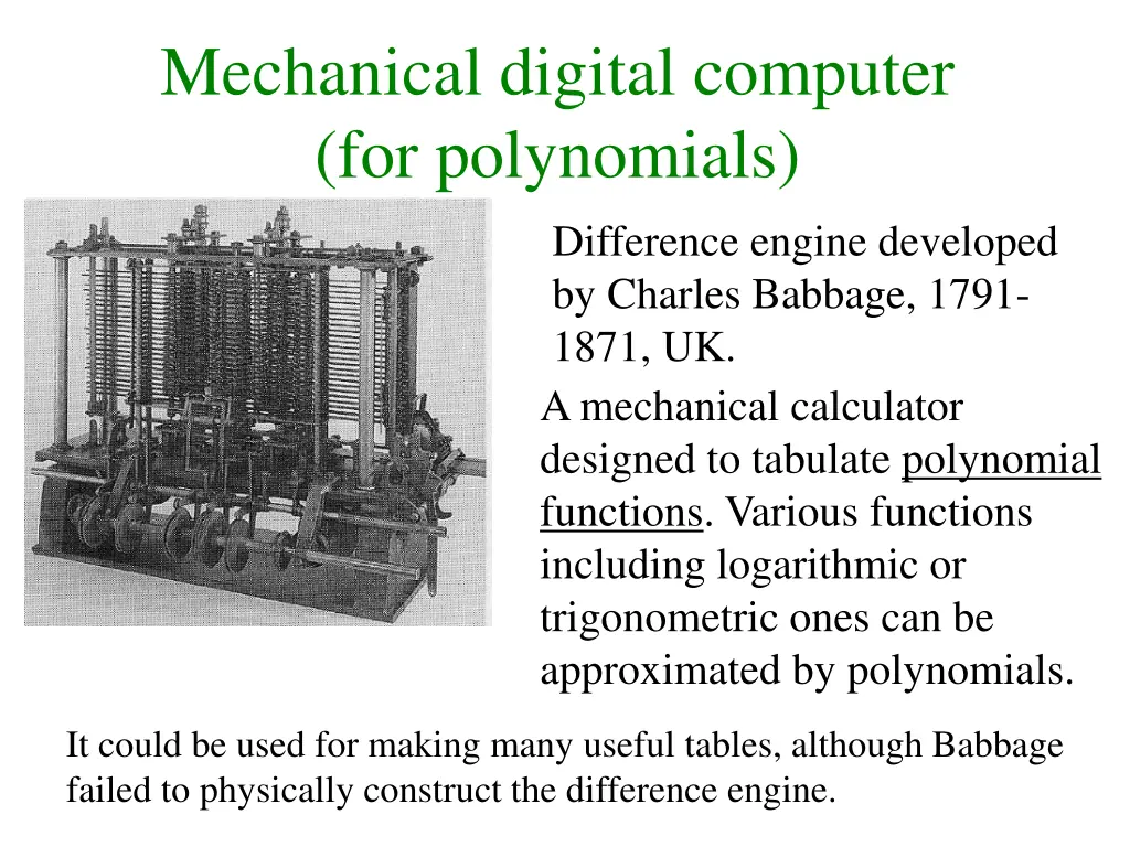 mechanical digital computer for polynomials