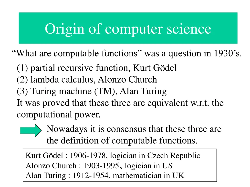 origin of computer science