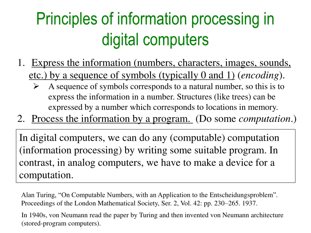 principles of information processing in digital