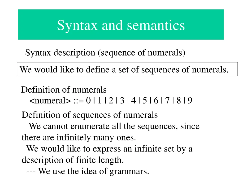 syntax and semantics 1