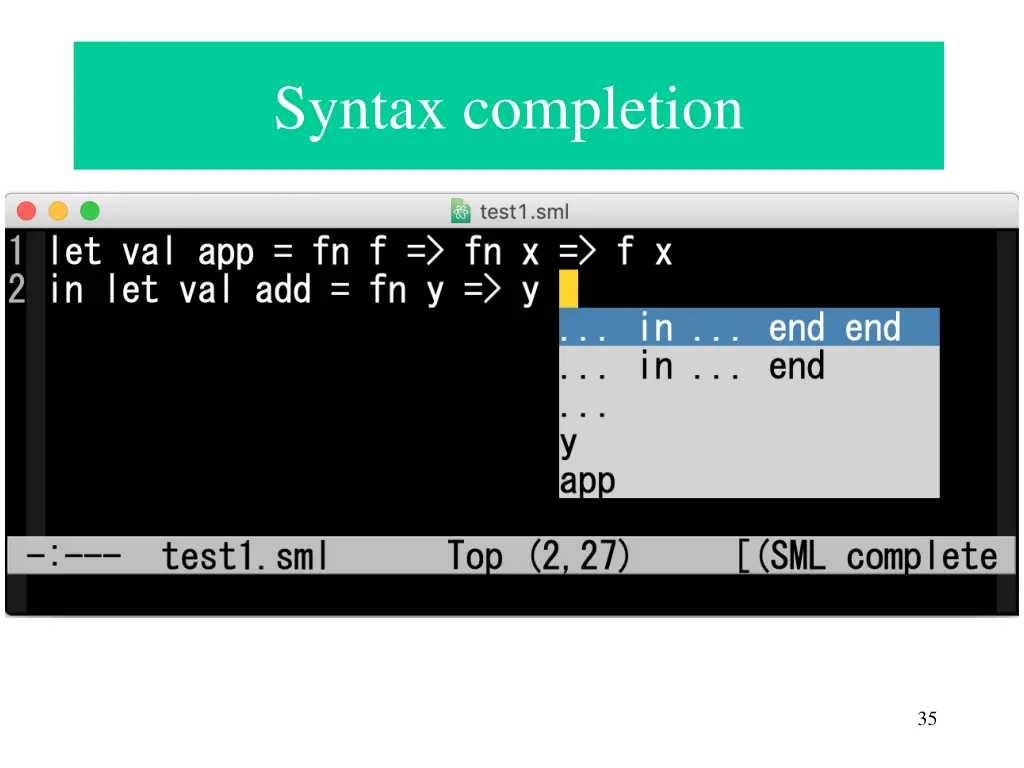 syntax completion 1