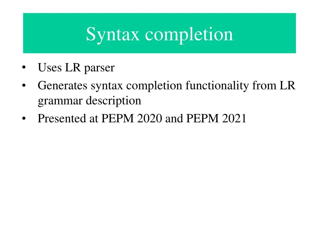 syntax completion