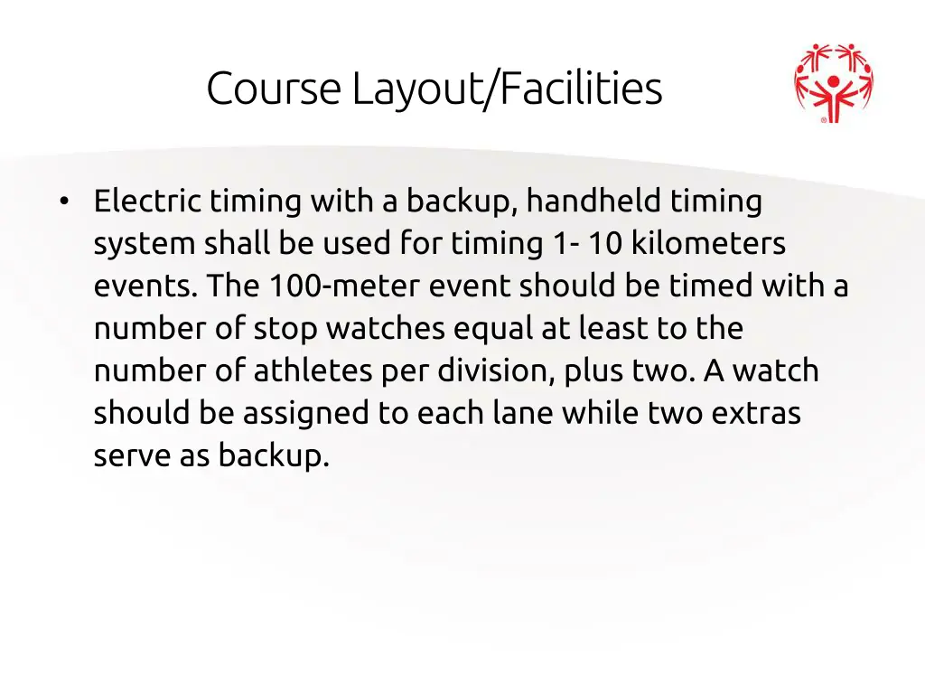 course layout facilities 1