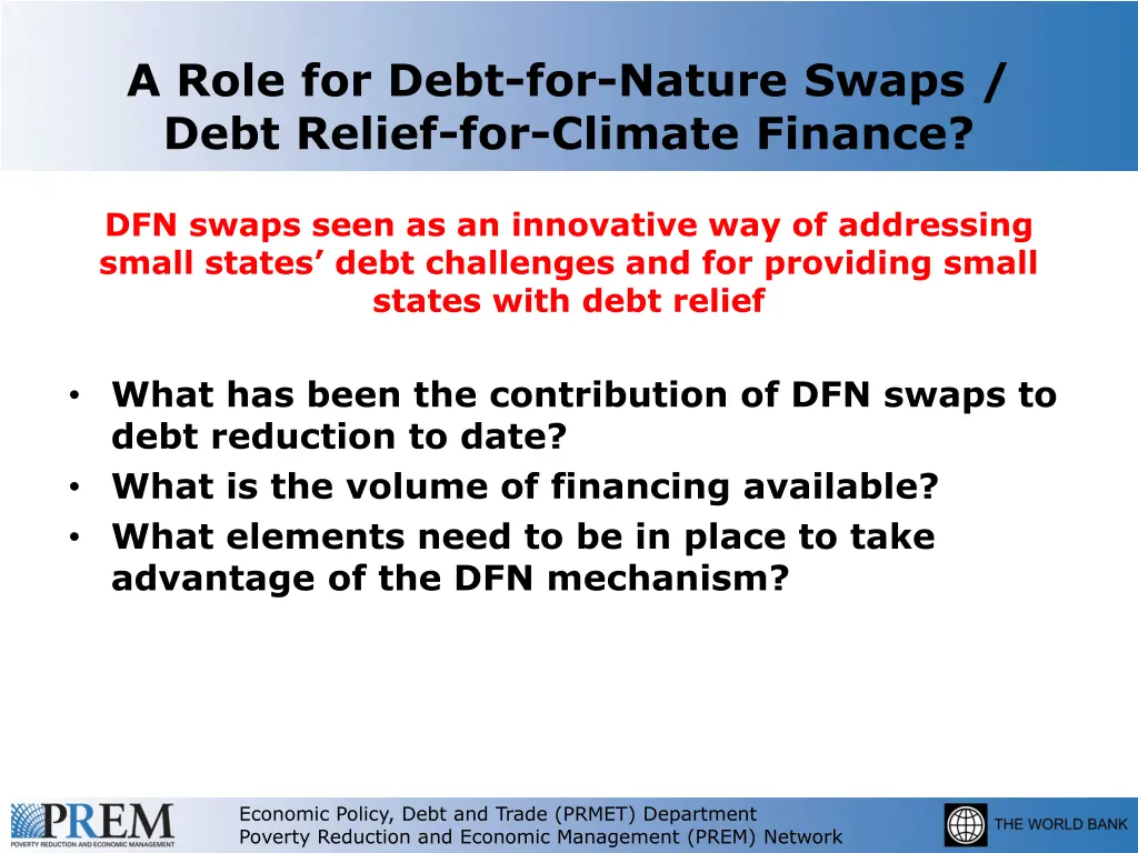 a role for debt for nature swaps debt relief