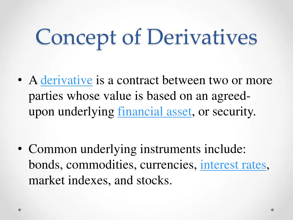 concept of derivatives