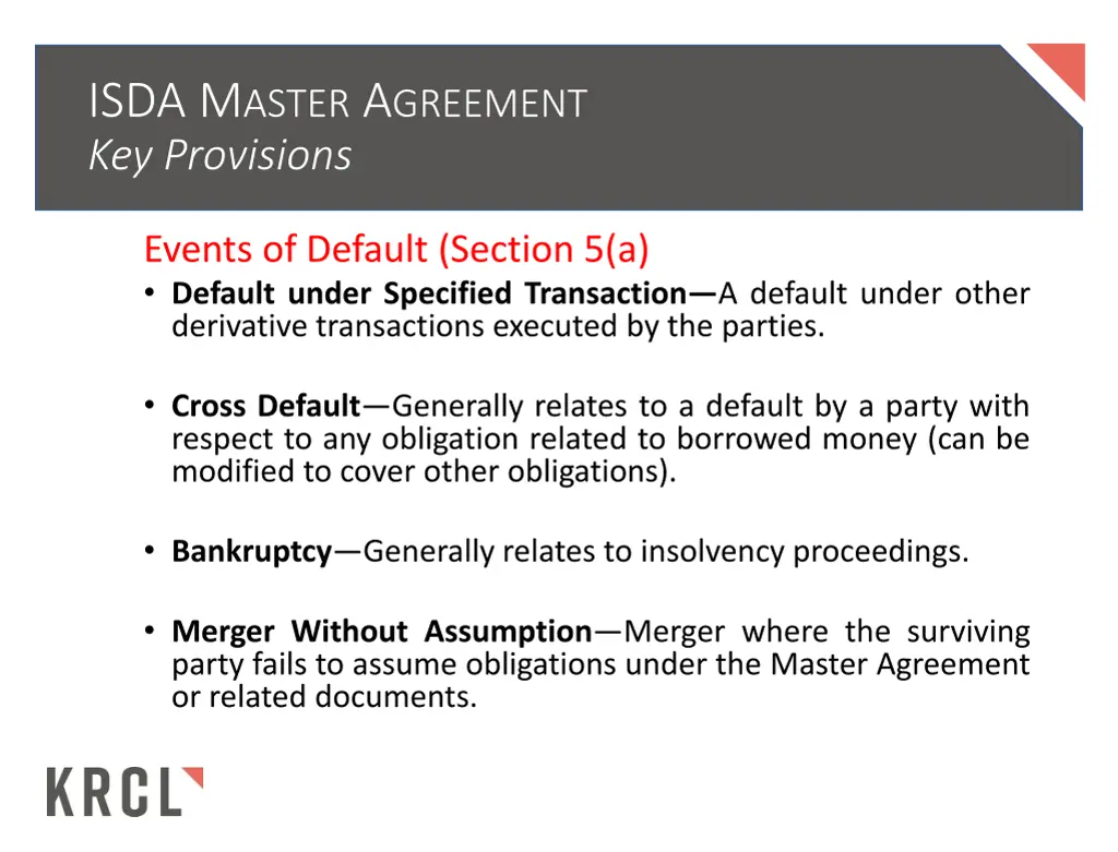 isda m aster a greement key provisions 3