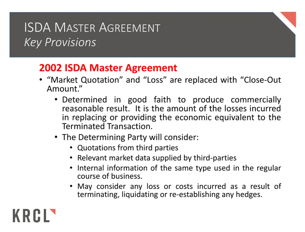 isda m aster a greement key provisions 8