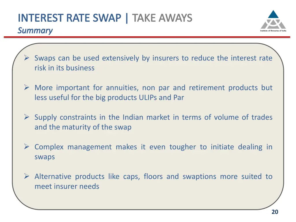 interest rate swap take aways summary