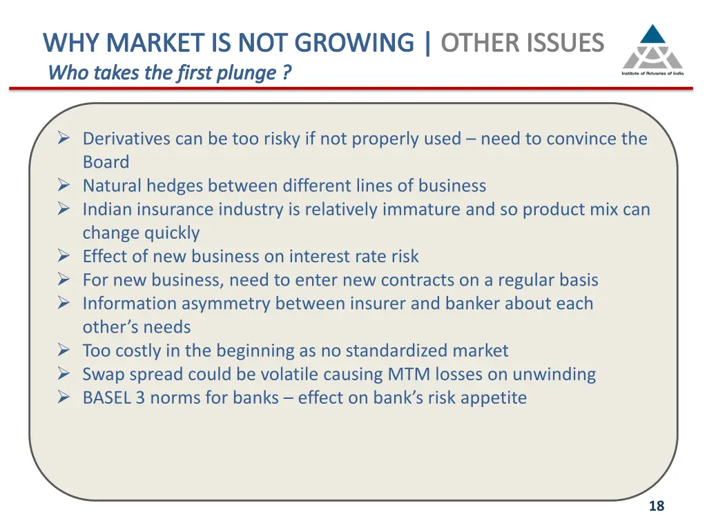 why market is not growing other issues who takes