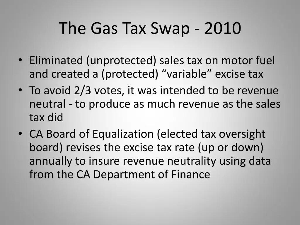 the gas tax swap 2010