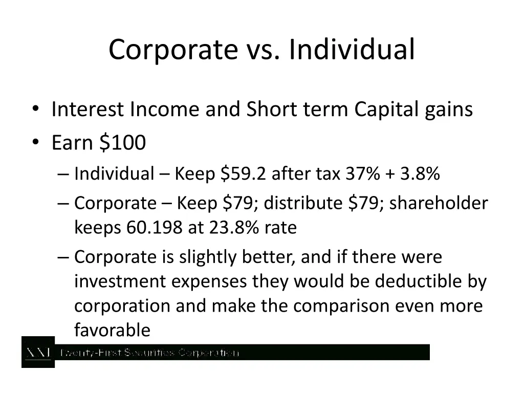 corporate vs individual 2