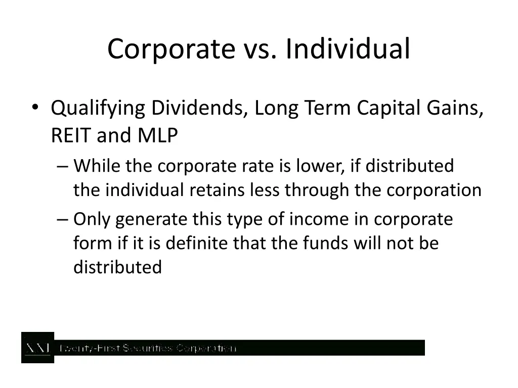 corporate vs individual 3