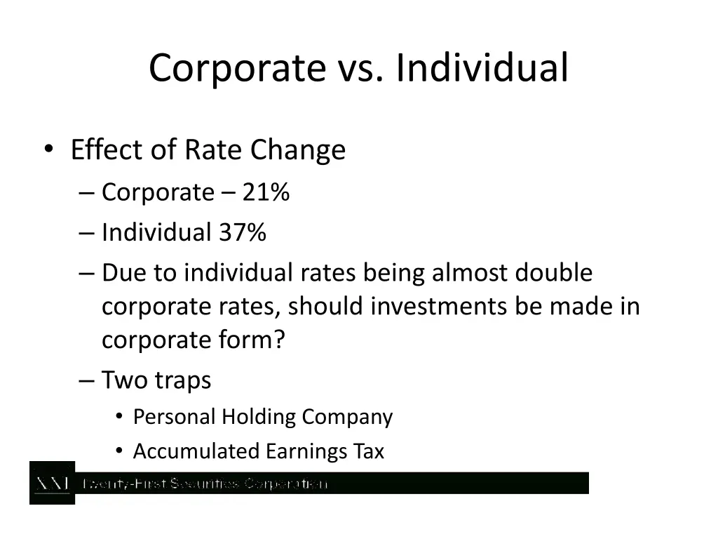 corporate vs individual