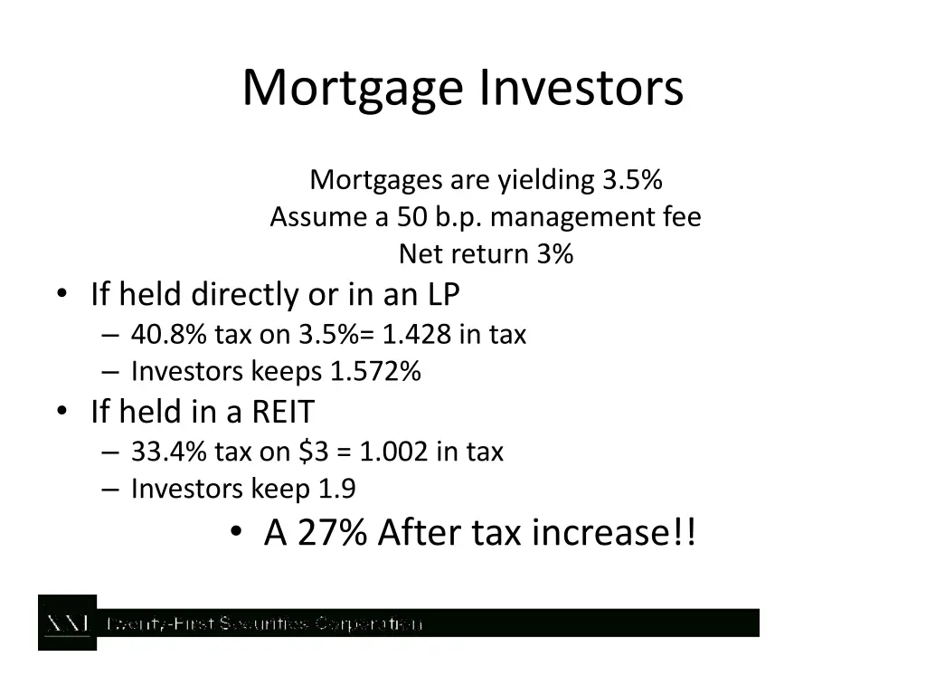 mortgage investors