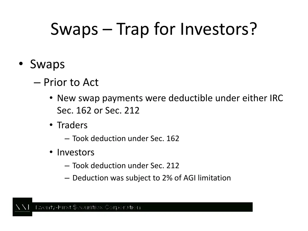 swaps trap for investors