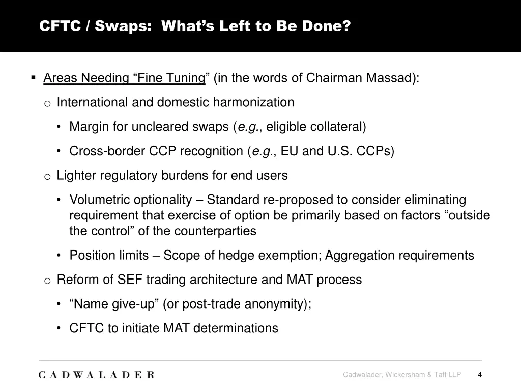 cftc swaps what s left to be done 1