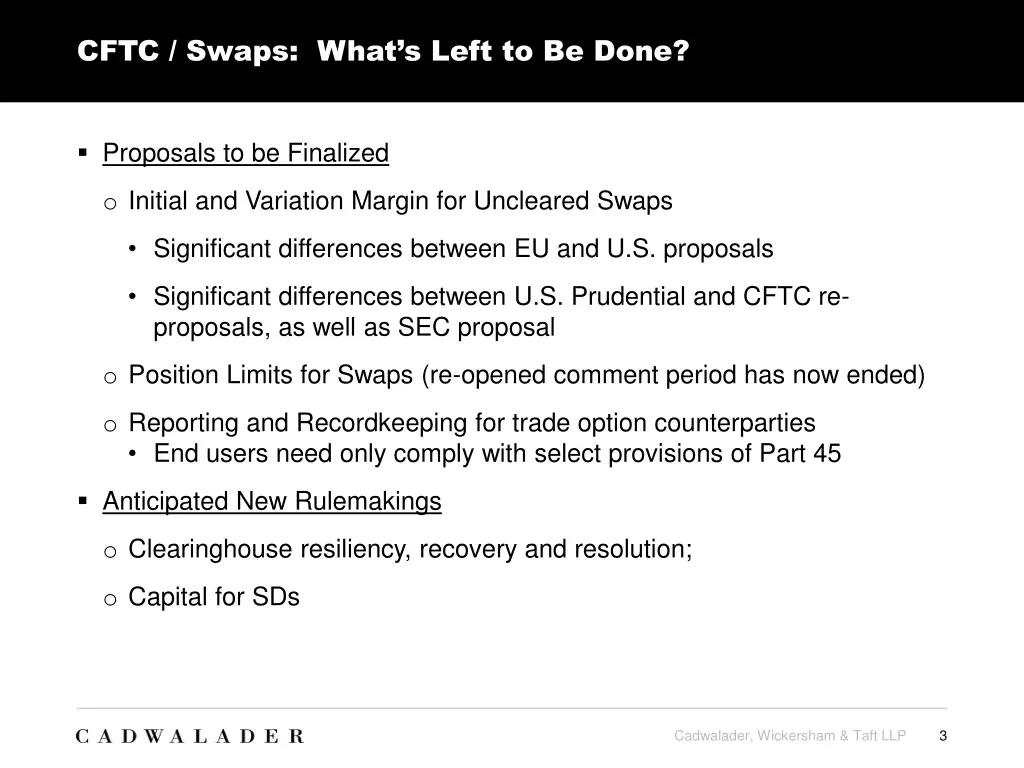 cftc swaps what s left to be done