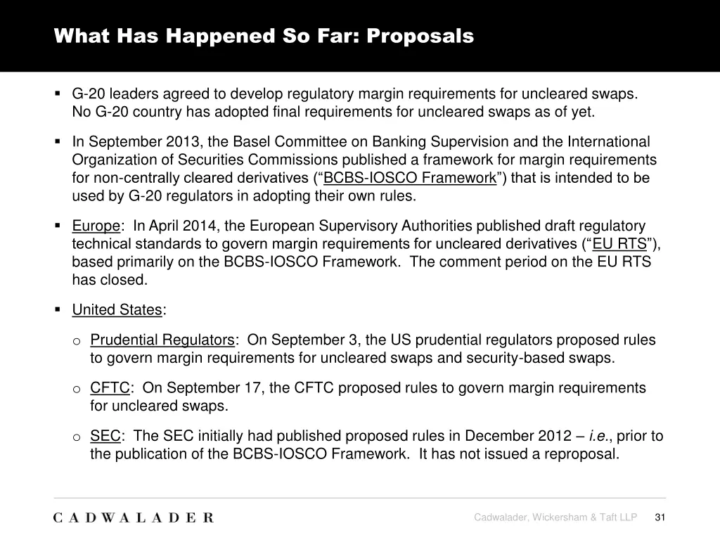 what has happened so far proposals