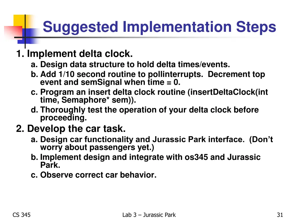 suggested implementation steps