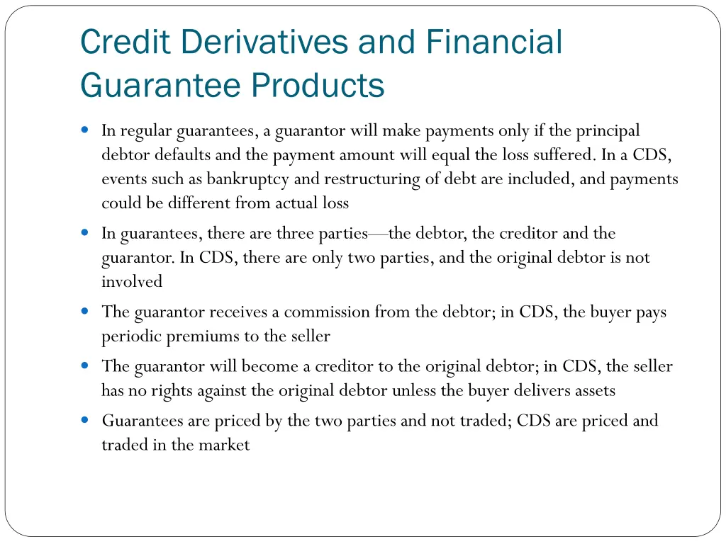 credit derivatives and financial guarantee