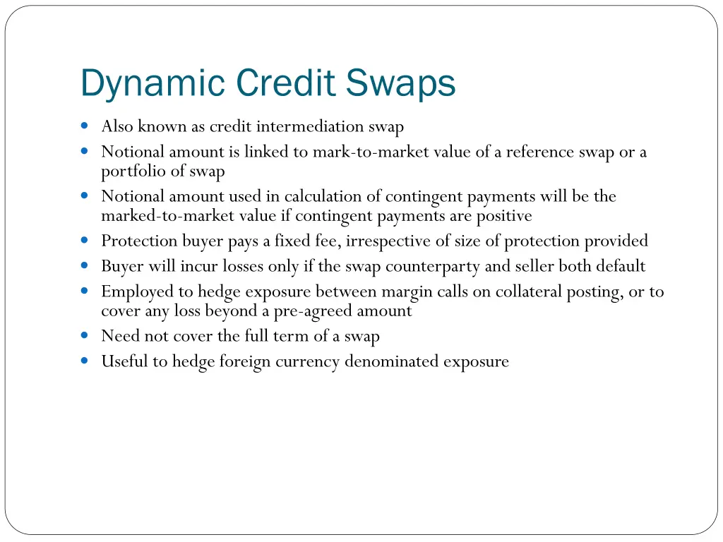 dynamic credit swaps