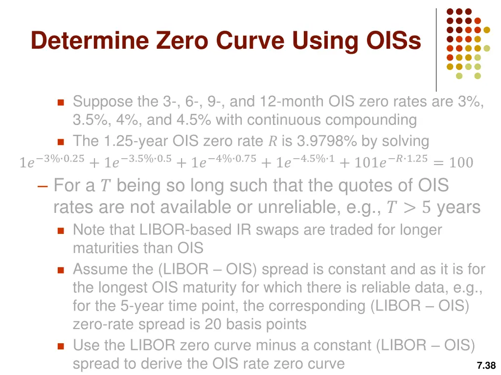 determine zero curve using oiss