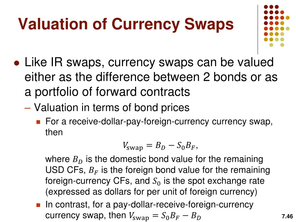 valuation of currency swaps