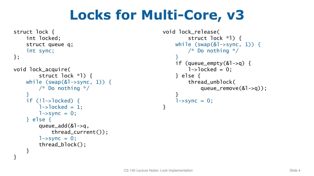 locks for multi core v3