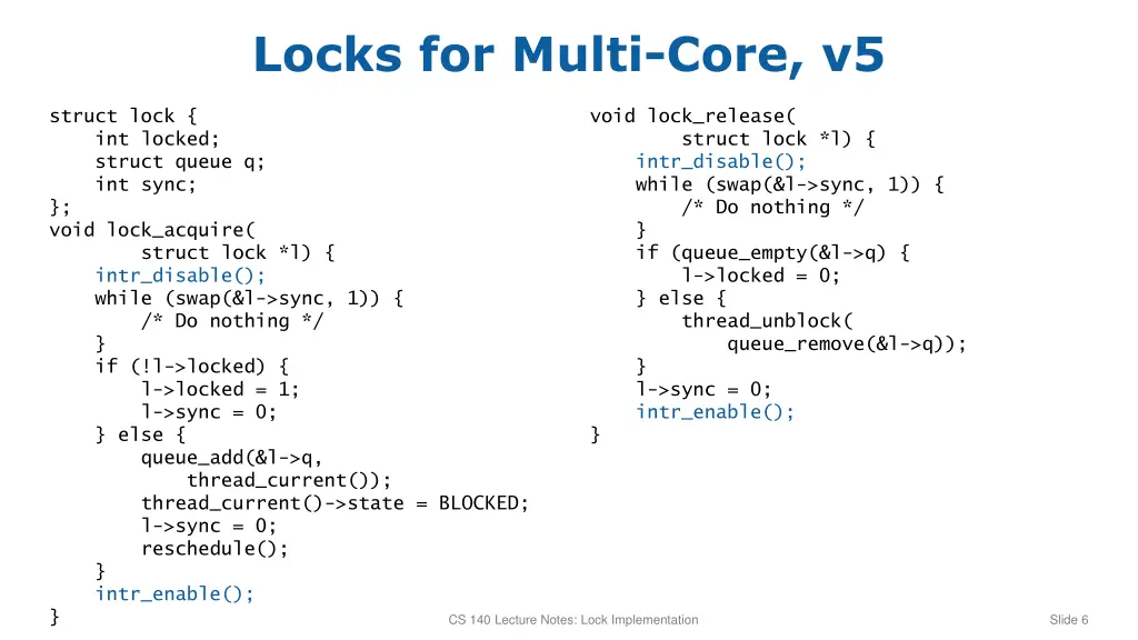 locks for multi core v5