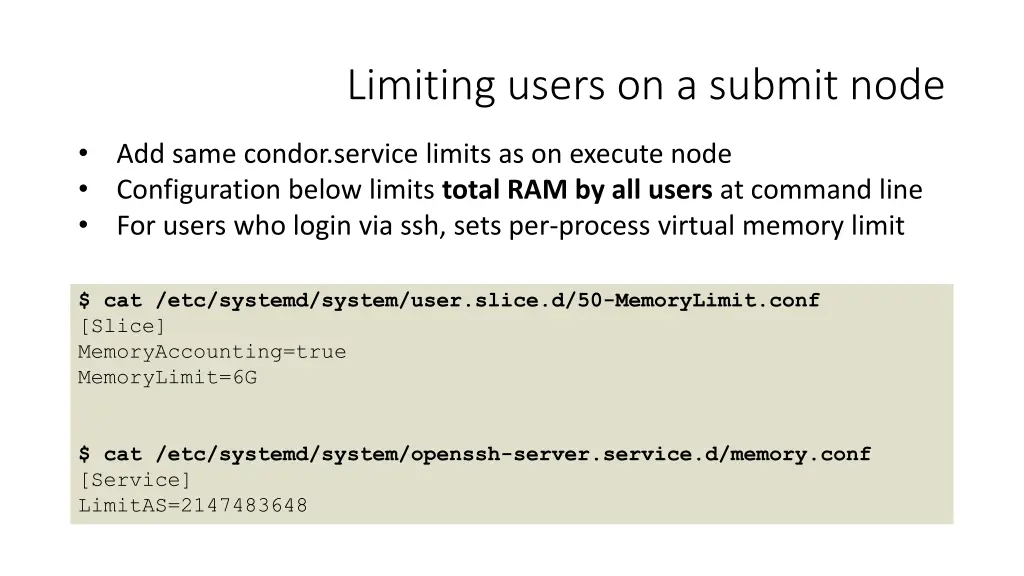 limiting users on a submit node