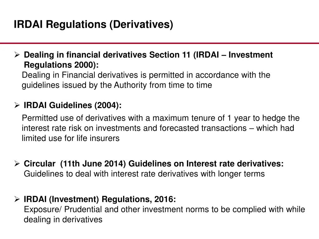 irdai regulations derivatives