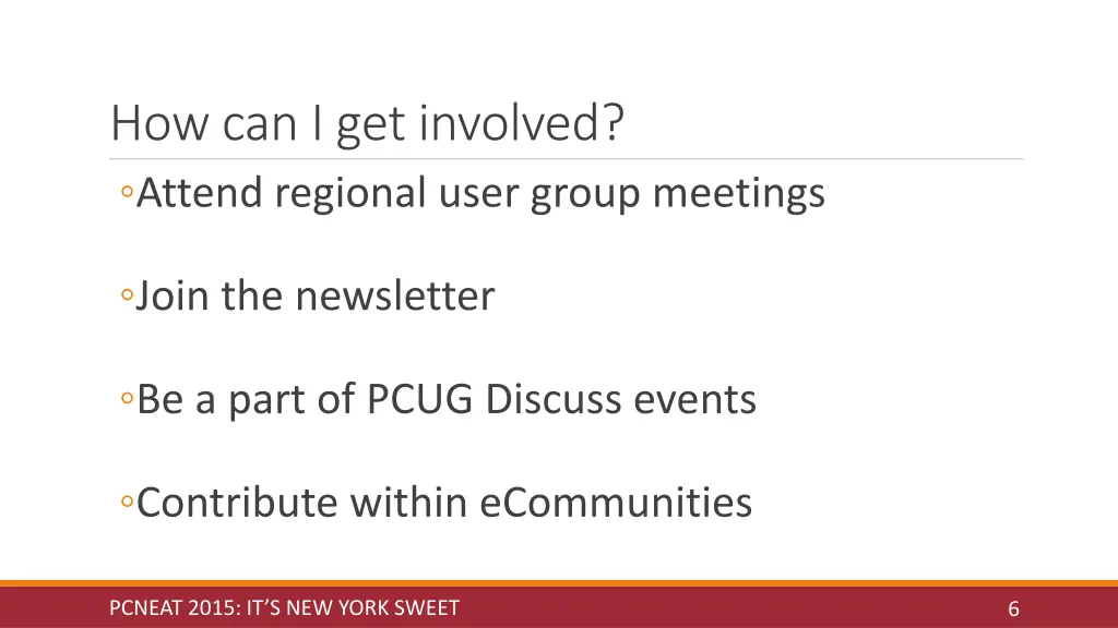 how can i get involved attend regional user group