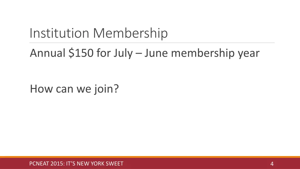 institution membership annual 150 for july june