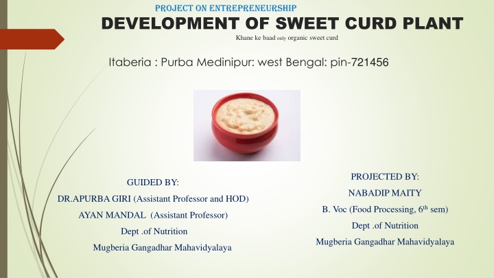 project on entrepreneurship development of sweet