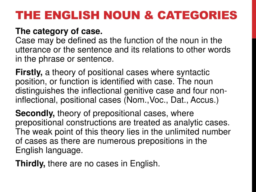 the english noun categories the category of case