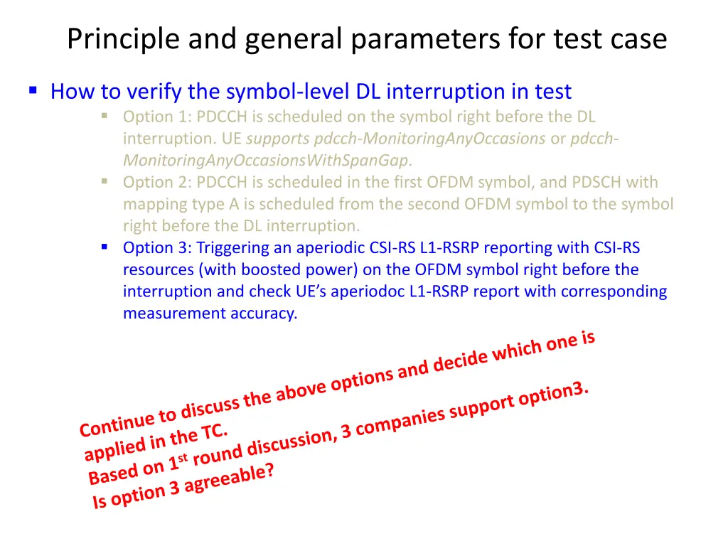 principle and general parameters for test case