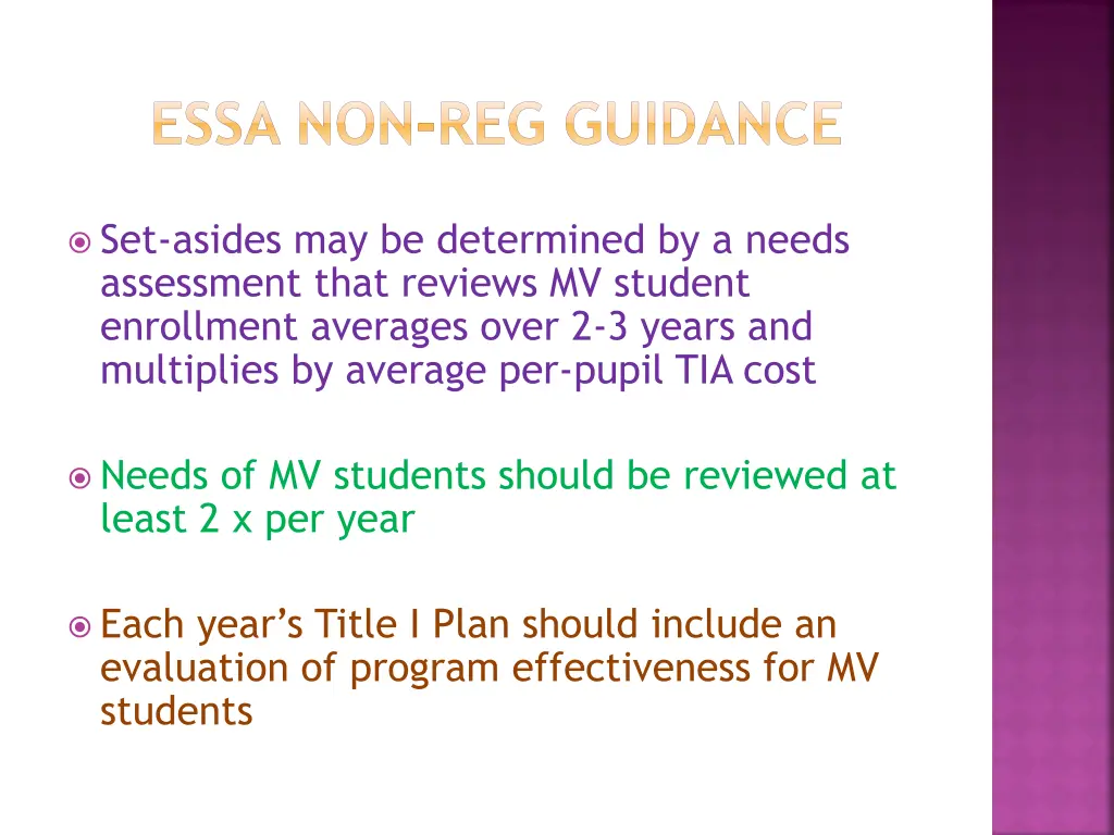 essa non reg guidance