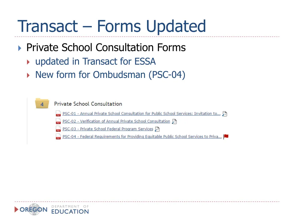 transact forms updated