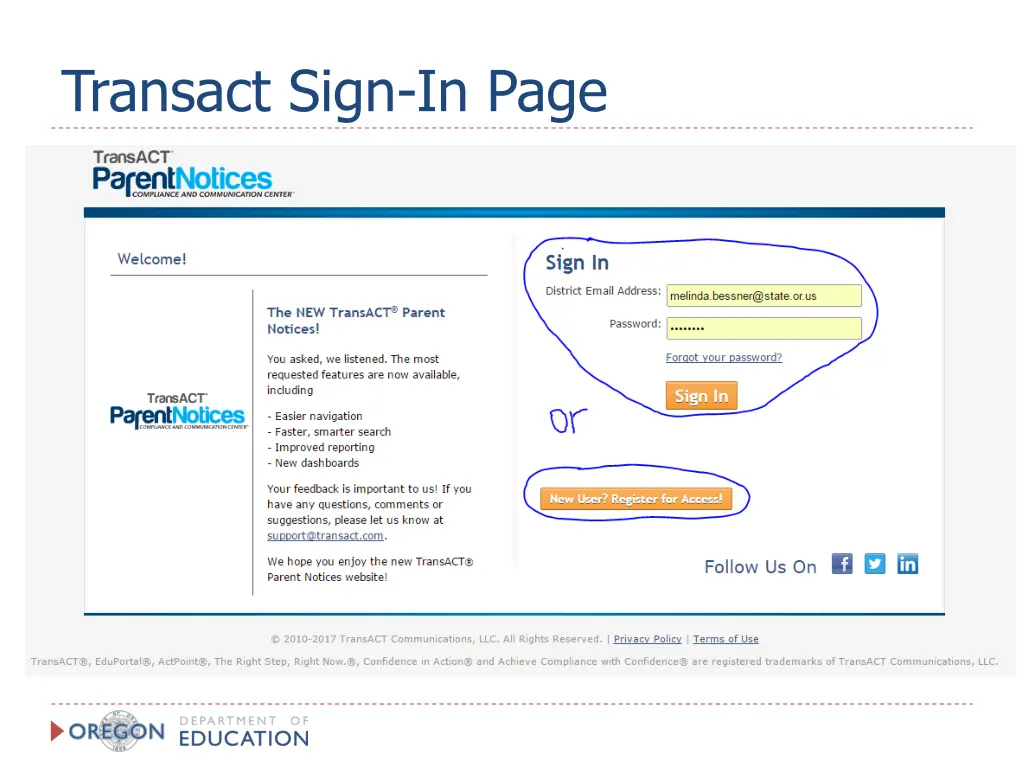 transact sign in page